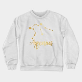 Aquarius Zodiac Constellation in Gold Crewneck Sweatshirt